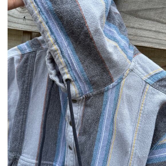 Quiksilver striped Baja hoodie poncho pullover zipper pouch Size Small - Picture 6 of 7